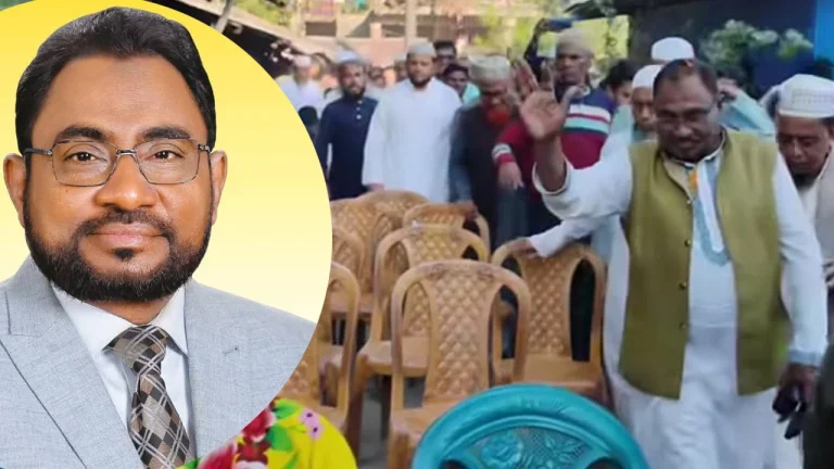 জামায়াত প্রার্থীকে ‘দাঁড়িপাল্লা, দাঁড়িপাল্লা’স্লোগানে ঢাকের তালে, উলুর ধ্বনিতে ফুল ছিটিয়ে বরণ